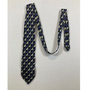 Knightsbridge Silk Tie Mens Blue Green Geometric Mosaic Pattern Necktie 4 Inch